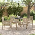 OMAXI 891082 Zahradní jídelní souprava 5 pcs Béžová Poly ratan – Hledejceny.cz