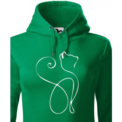 Canvas dámská mikina stylová kočka Zelená – Zbozi.Blesk.cz