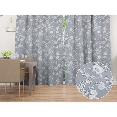 Biante Dekorační závěs PM-046 Zámecké květy na světle šedém 145x190 cm – Hledejceny.cz