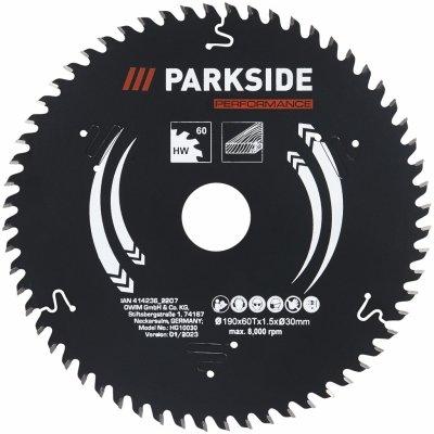 PARKSIDE Pilový kotouč 190 mm 60 zubů PKSBP 19060 A1 – Zboží Mobilmania