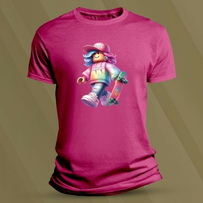 Sandratex Bavlněné dětské tričko Roblox skejťačka Fuchsia – Sleviste.cz