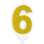 PartyDeco Svíčka na dort zlatá číslo 6 – Sleviste.cz