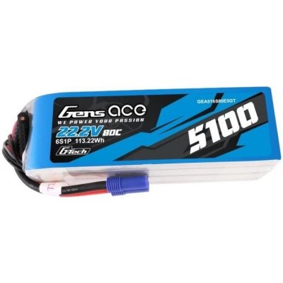 Gens ace G-Tech 5100mAh 80C 22.2V 6S1P Lipo Battery Pack with EC5 plug – Zboží Dáma