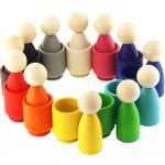 Montessori Ulanik dřevěná hračka "Peg Dolls in Cups" – Sleviste.cz