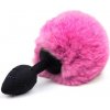 Anální kolík AfterDark Butt Plug with Pompon Black/Pink Size S