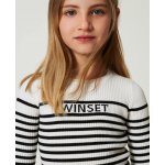 Twinset Girl svetr s pruhy bílo-černý – Zboží Mobilmania