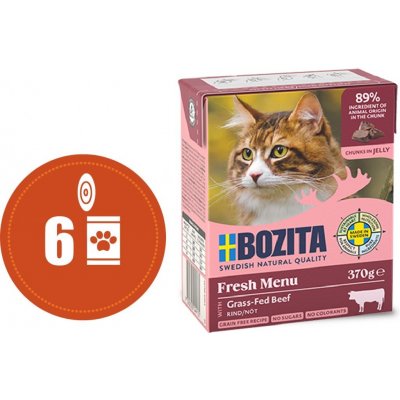 Bozita cat Fresh Menu kousky v rosolu s hovězím 6 x 370 g – Zbozi.Blesk.cz