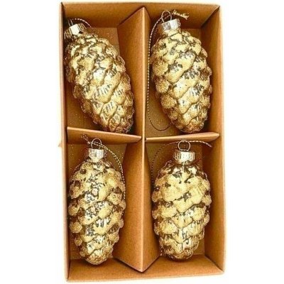 J&M Home International LTD. Šišky sklo 4ks/8cm platina/zlatá – Hledejceny.cz