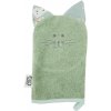 Mycí houba a žínka Eko EKO Žínka bavlněná s oušky Cat Olive green 20x15 cm