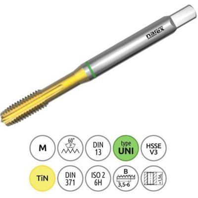 Narex Ždánice 041535046040000 - Závitník strojní M 4 x 0,7mm typ 3043 kód 1710 TiN, lícování ISO2 (6H), DIN 371 – Hledejceny.cz