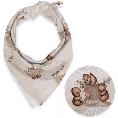 Biante Dětský bavlněný šátek Sandra SA-698 Hnědá lesní zvířátka na béžovém – Zboží Dáma