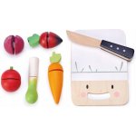 Leaf Toys Mini Chef Chopping Board Tender drevená doska so zeleninou s nožom na krájanie – Zboží Dáma