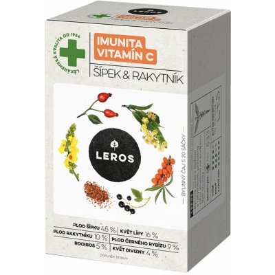 Leros Imunita Vitamín C Šípek a Rakytník bylinný čaj na podporu imunity 20 x 2 g – Zbozi.Blesk.cz