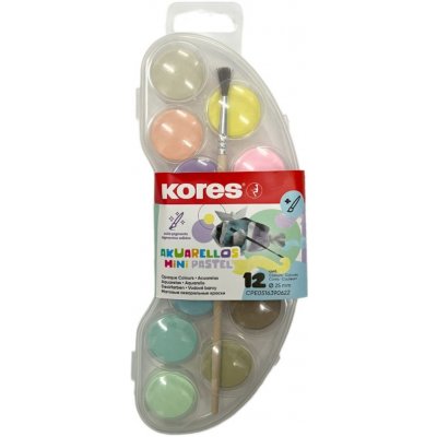 Kores Akuarellos vodové barvy mini pastel 12 barev 25 mm + štětec – Zboží Dáma
