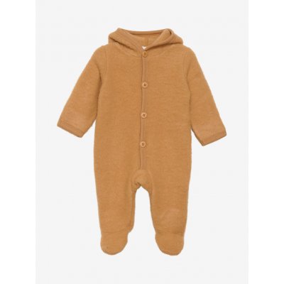 Merino overal celotělový s kapucí s oušky na knoflíky Brown Sugar Fixoni – Zboží Dáma