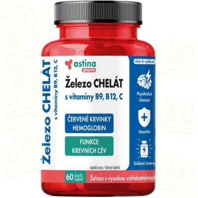 Astina Železo CHELÁT s vitaminy B9 B12 C 60 kapslí – Hledejceny.cz