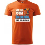 Sablio Tričko s potiskem Věř mi, jsem školník oranžové – Sleviste.cz