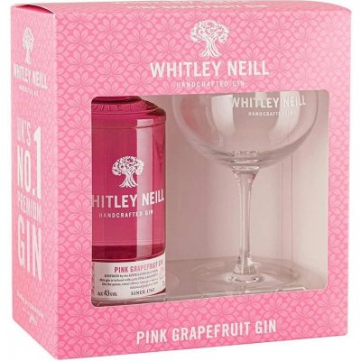 Whitley Neill Pink Grapefruit Gin 43% 0,7 l (dárkové balení 1 sklenice)