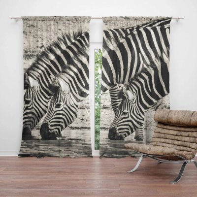 Sablio Závěsy Zebry u vody: 2 ks - 140x250 cm - Sablio – Sleviste.cz