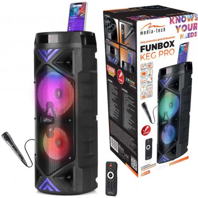 Přenosný Bluetooth 5.0+EDR reproduktor MEDIA TECH FUNBOX KEG PRO 1400W KARAOKE – Sleviste.cz