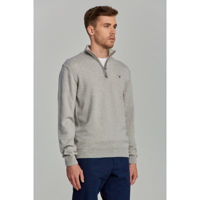 Gant pánský svetr Gant Superfine Lambswool Half Zip šedá – Zboží Mobilmania