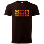 Dobrý Triko pánské tričko Peace Love beer Kávová – Hledejceny.cz