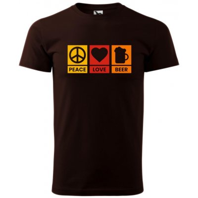 Dobrý Triko pánské tričko Peace Love beer Kávová – Hledejceny.cz