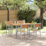 OMAXI 817151 Zahradní jídelní souprava 5 pcs Šedo-hnědá 140 x 80 x 75 cm – Hledejceny.cz