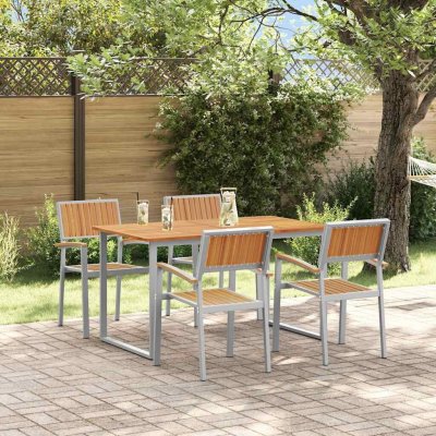 OMAXI 817151 Zahradní jídelní souprava 5 pcs Šedo-hnědá 140 x 80 x 75 cm – Hledejceny.cz