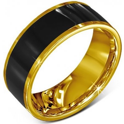 Šperky eshop prsten hladký černý kroužek zlatý lem J2.12 – Hledejceny.cz