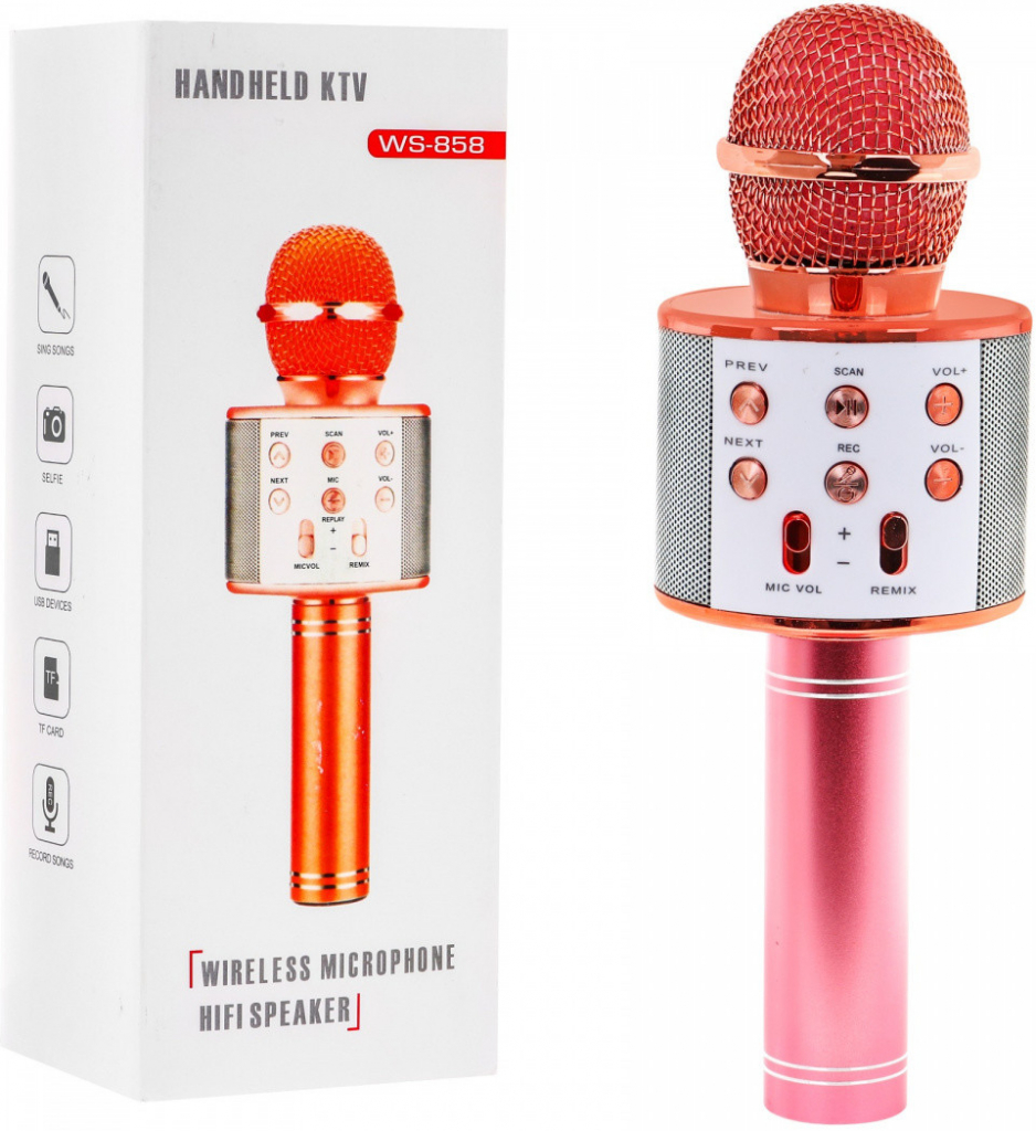 Bezdrátový bluetooth karaoke mikrofon - oranžovo-růžový od 299 Kč -  Heureka.cz