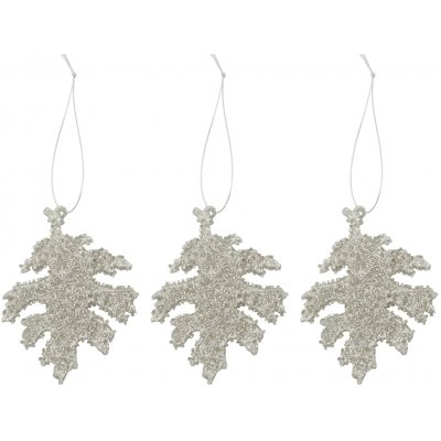 House Doctor Vánoční ozdoba Leaf Gliz Silver Glitter set 3 ks stříbrná barva sklo – Hledejceny.cz