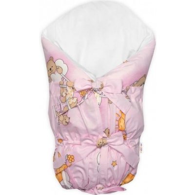 Baby Nellys Bavlněný náhradní povlak na zavinovačku LALLY Medvídek na žebříku růžový – Zboží Mobilmania