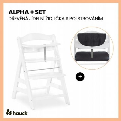 Hauck Alpha+ set 2v1 dřevěná židle, natural + polstrování Melange charcoal – Hledejceny.cz