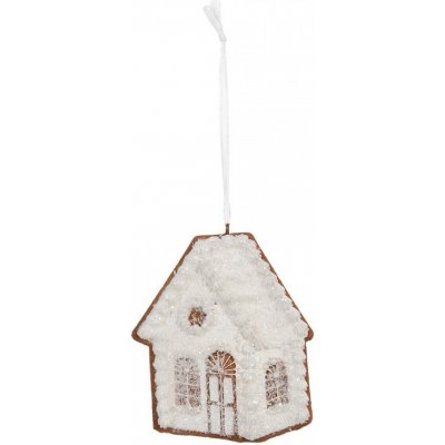 Clayre & Eef Závěsná dekorace zasněžená perníková chaloupka Frosted Ginger - 9*1*10 cm – Hledejceny.cz