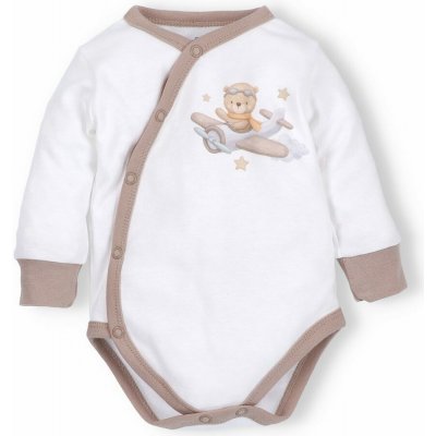 NINI Zavinovací body dlouhý rukáv Méďa Pilot SMETANOVÉ – Hledejceny.cz