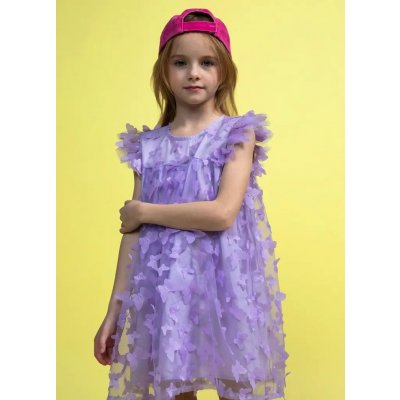 Max & Mia romantické dívčí šaty s motýlky fialová