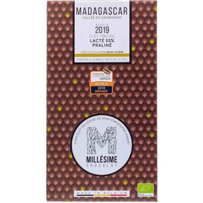 Millésime Chocolat Bio mléčná čokoláda s pralinkovou náplní Madagaskar 55 %, 70 g – Zboží Mobilmania