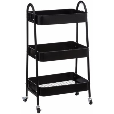 5five Simply Smart Kuchyňský regál na kolečkách, 3 police, černý – Zboží Mobilmania