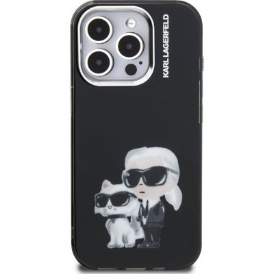 Karl Lagerfeld IML Aquarelle Karl and Choupette pro Apple iPhone 15 Pro, černá – Zboží Mobilmania