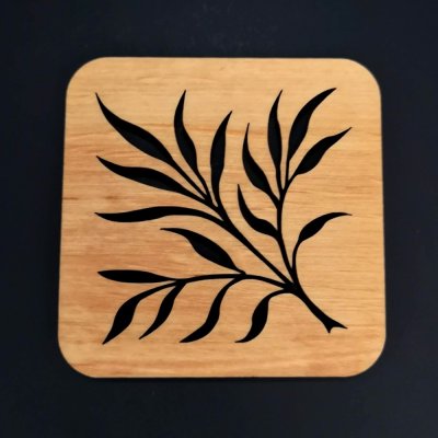 Amadea Dřevěný podtácek hranatý s motivem větve masivní dřevo 9cm – Zboží Dáma