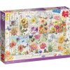 Puzzle Jumbo Poštovní známky s letními květinami 1000 dílků