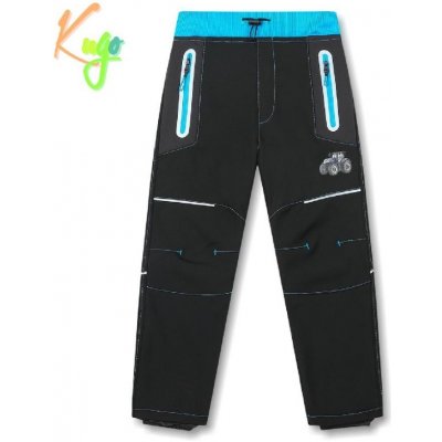 Kugo HK1801 Softshellové kalhoty s fleecem černé s modrou – Zboží Mobilmania