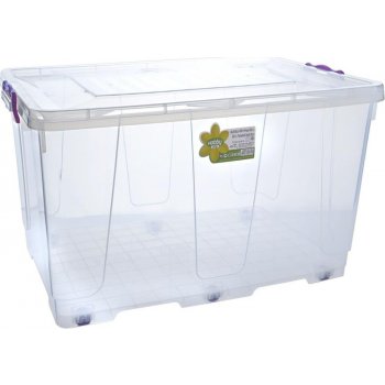 HOBBYLIFE Box s víkem Multi nízký 80 l, transparentní kolečka