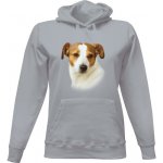 Dámská mikina s kapucí s potiskem Jack Russell teriér dámské Šedá melír – Zboží Dáma