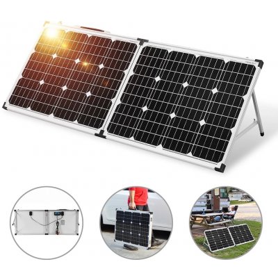 Dokio Přenosný solární panel v hliníkovém rámu 100Wp, 6A, skládací solární panel (Solární nabíječka, skládací solární panel)