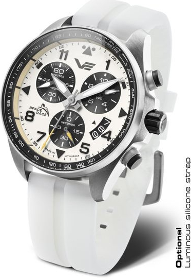 Vostok Europe 6S30/325A743S Bílý silikonový řemínek luminiscenční