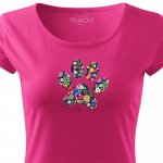Dámské TRIČKO psí tlapka KVĚTINY a jména psů Růžová – Hledejceny.cz