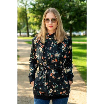 Jsem máma kojicí mikina černá s květy – Sleviste.cz