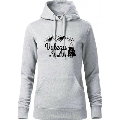 Vylezu všude hory mikina dámská Cape s kapucí Světlešedý Melír – Sleviste.cz